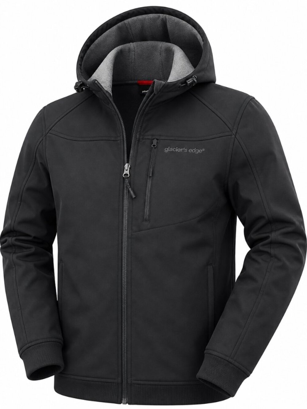 Glacier’s Edge Men’s Black Softshell Jacket Hooded Zip Outdoor Medium